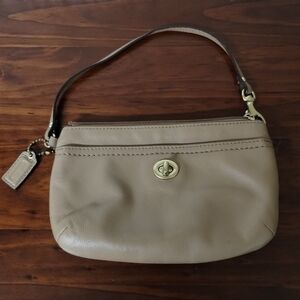 Coach Tirnlock Brown Leather Wristlet